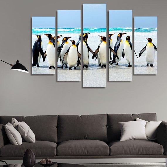 Muster Of King Penguins 02 – Animal Canvas Wall Art