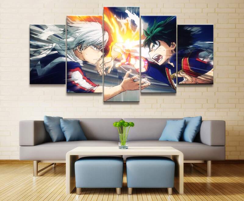 My Hero Academia Todoroki And Midoriya Fight Anime Canvas Wall Art