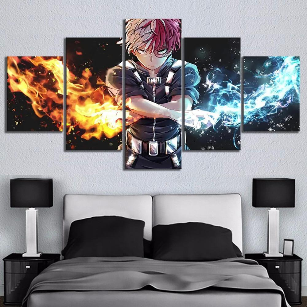 My Hero Academia Todoroki Shoto With Fire And Ice Canvas Wall Art