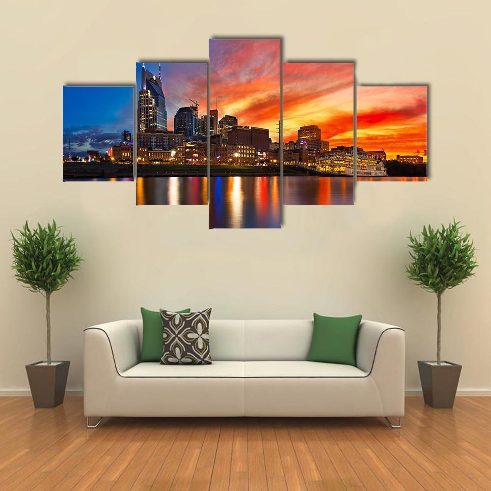 Nashville Skyline At Sunset – Nature Canvas Wall Art