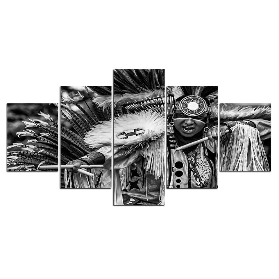 Native American Black And White 01 – Abstract Canvas Wall Art