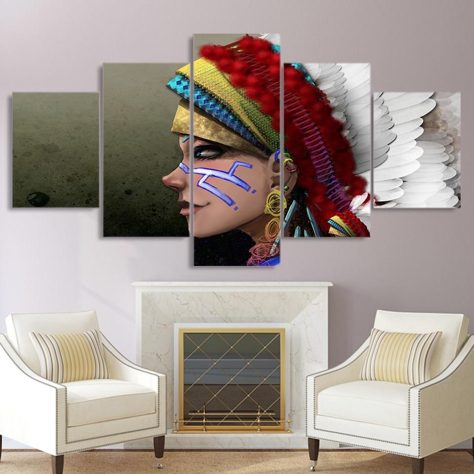 Native American Indian Comic Girl 01 – Abstract Canvas Wall Art