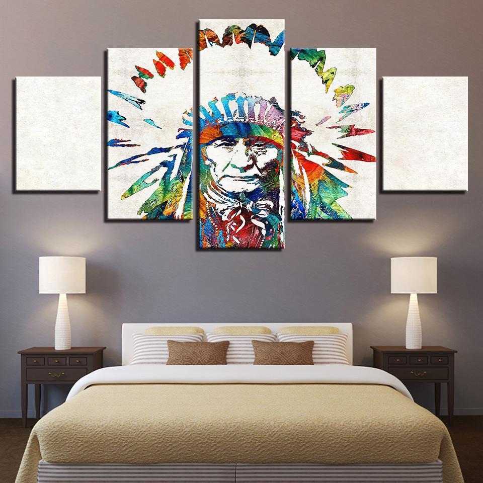 Native American Indian Feather – Abstract Canvas Wall Art