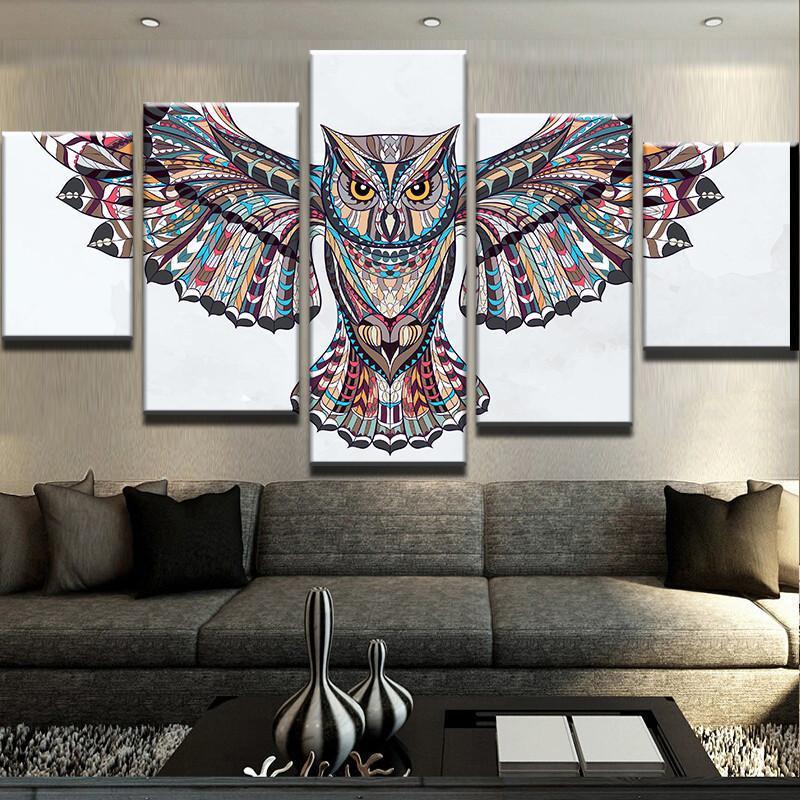 Native Indian Owl – Abstract Animal Canvas Wall Art