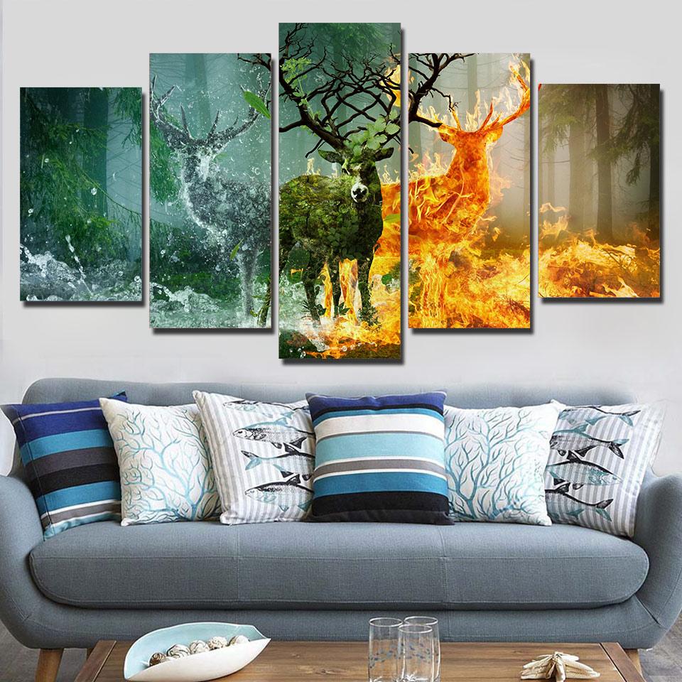 Natural Forest Deers – Animal Canvas Wall Art