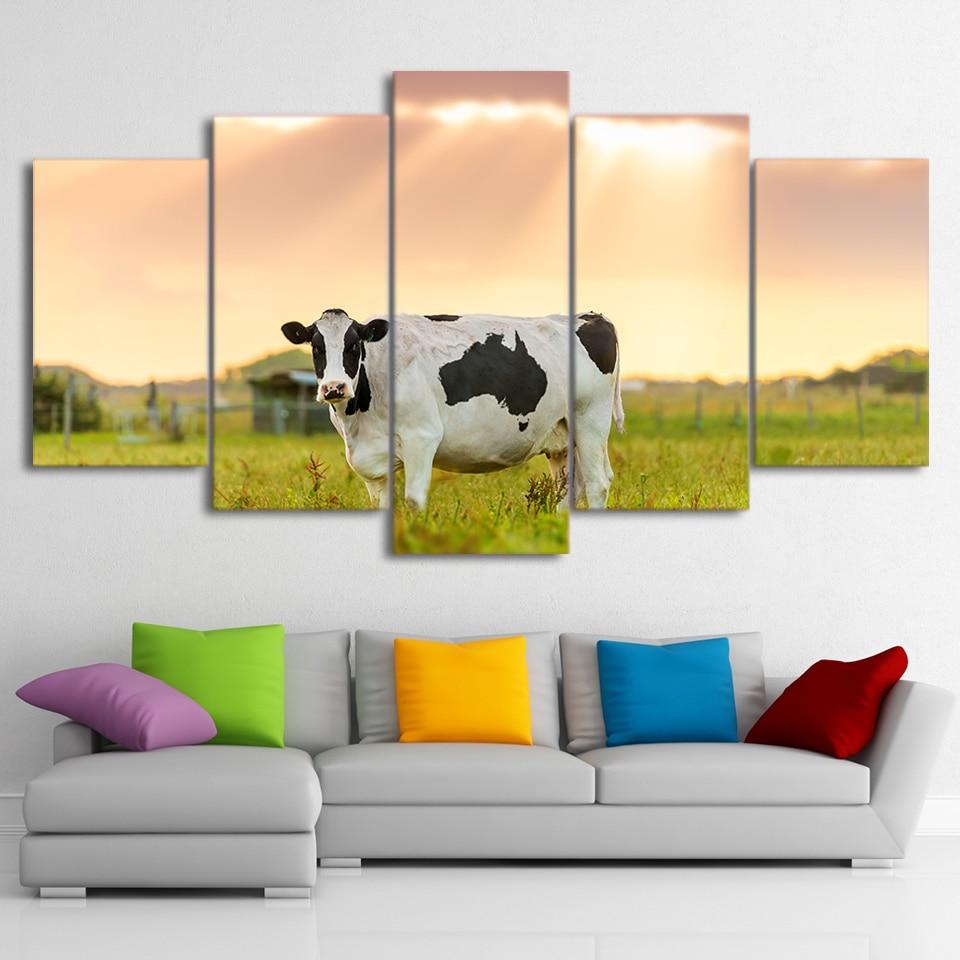 Natural Milk Cow In Farm – Animal Canvas Wall Art