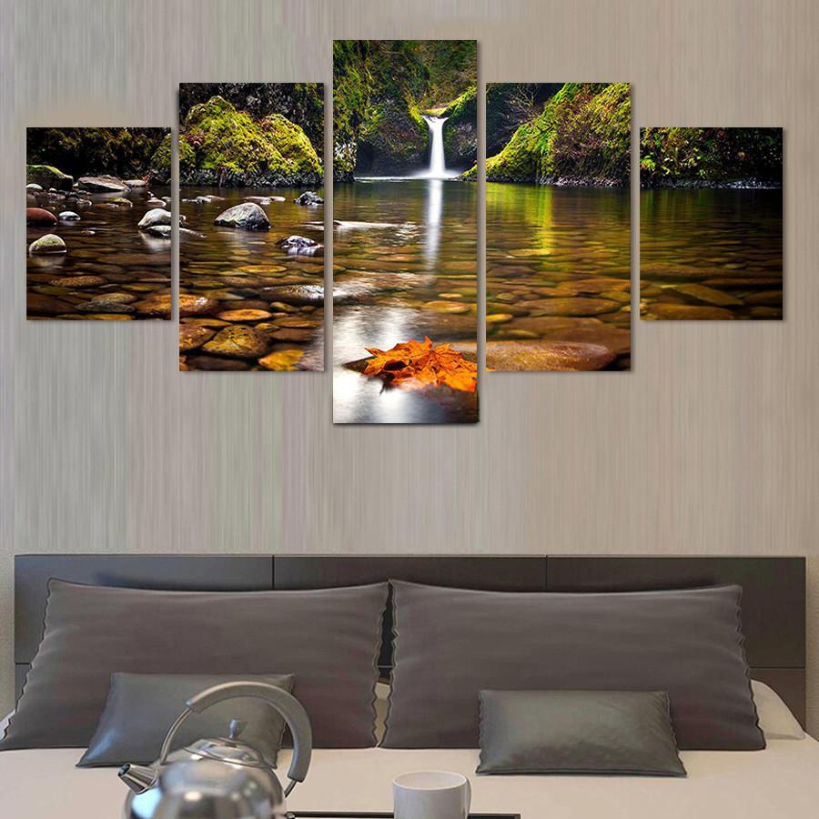Nature Waterfall In Autumn – Nature Canvas Wall Art