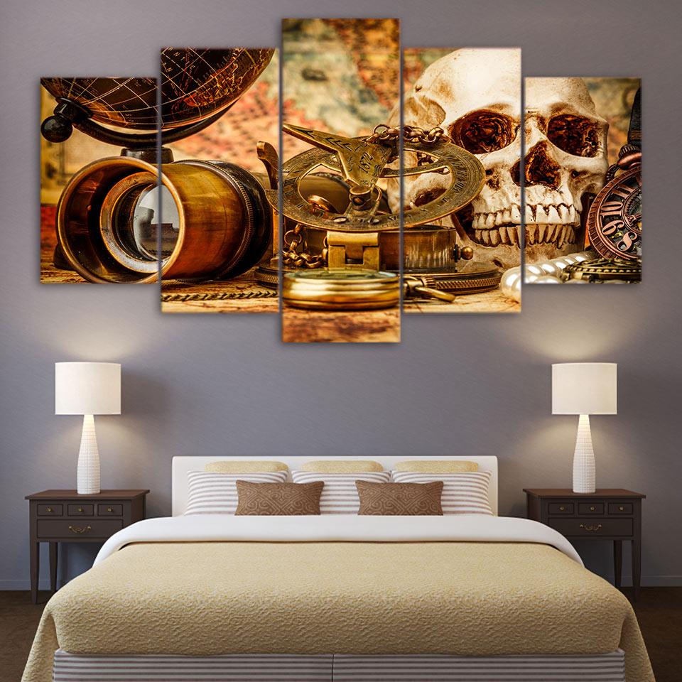 Nautical Adventure Tool And Skull – Abstract Canvas Wall Art