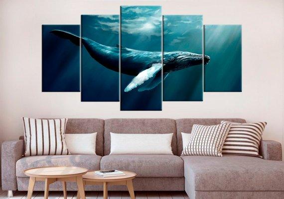 Nautical Whale Large – Animal Canvas Wall Art