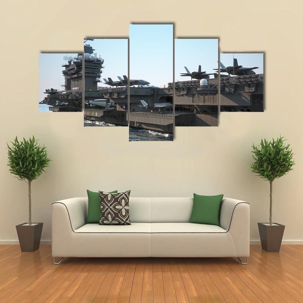 Navy Aircraft Carrier Angled View – Automative Canvas Wall Art