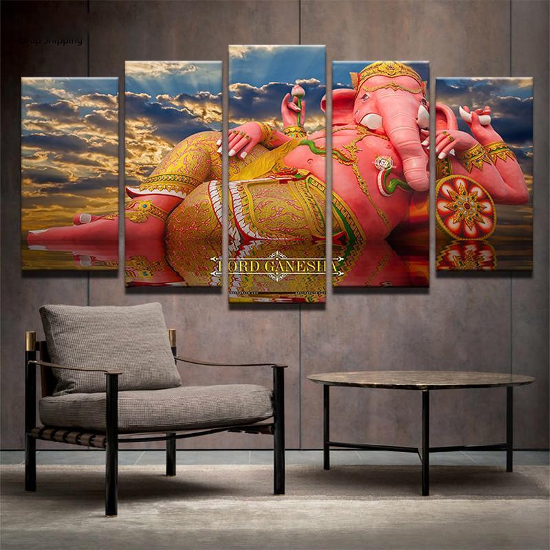 Ndia Ganesha Elephant Trunk God – Religion Canvas Wall Art