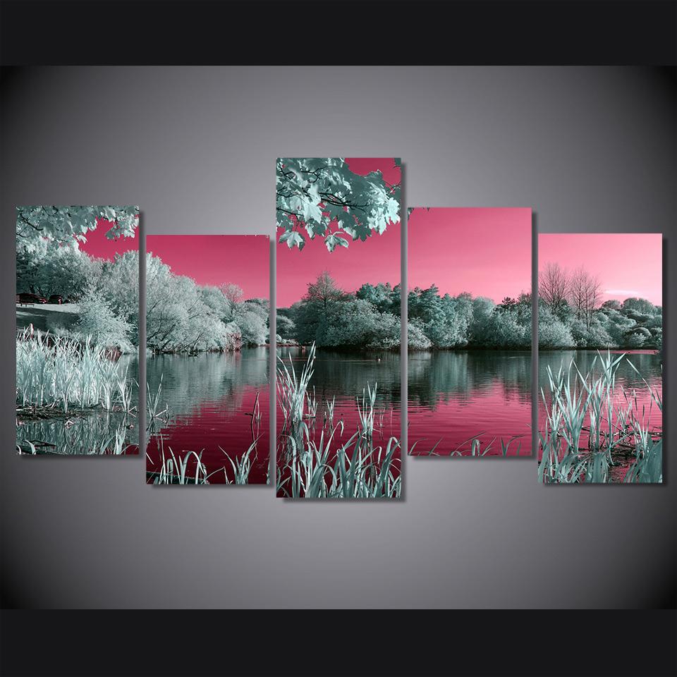 Nebo Derevya Ozero Prud Voda – Nature Canvas Wall Art