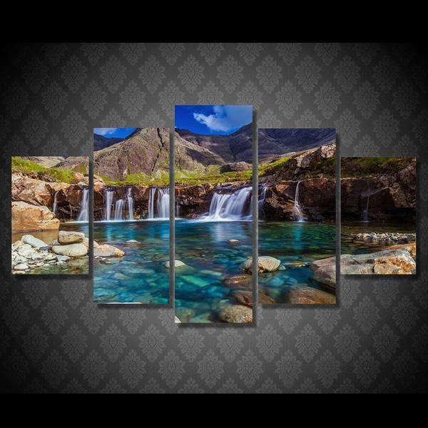 Nebo Gory Potoki Kamni Ozero Waterfall Mountains 01 – Nature Canvas Wall Art