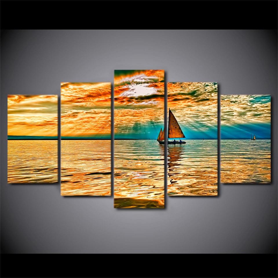 Nebo Oblaka Luchi Ozero – Ocean Canvas Wall Art