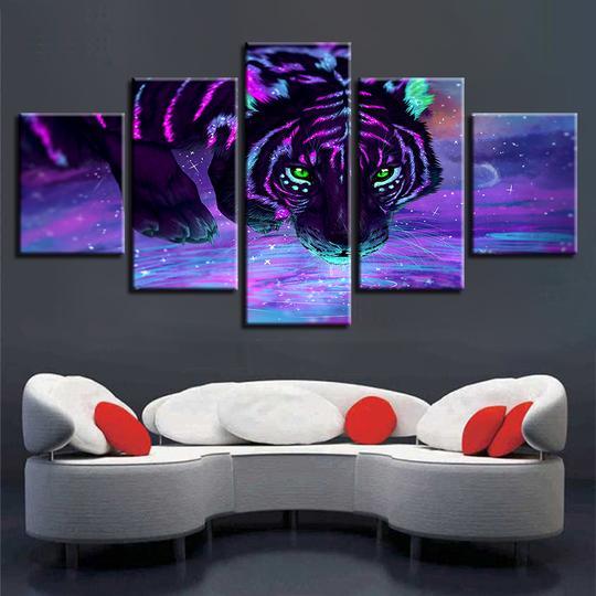 Neon Purple Tiger – Animal Canvas Wall Art