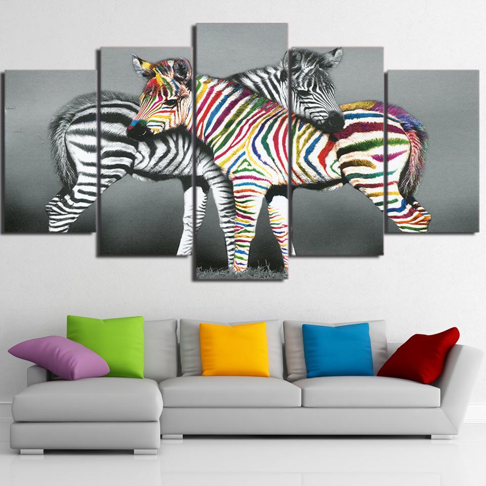 Netherlands Zebra Black Colorful – Animal Canvas Wall Art