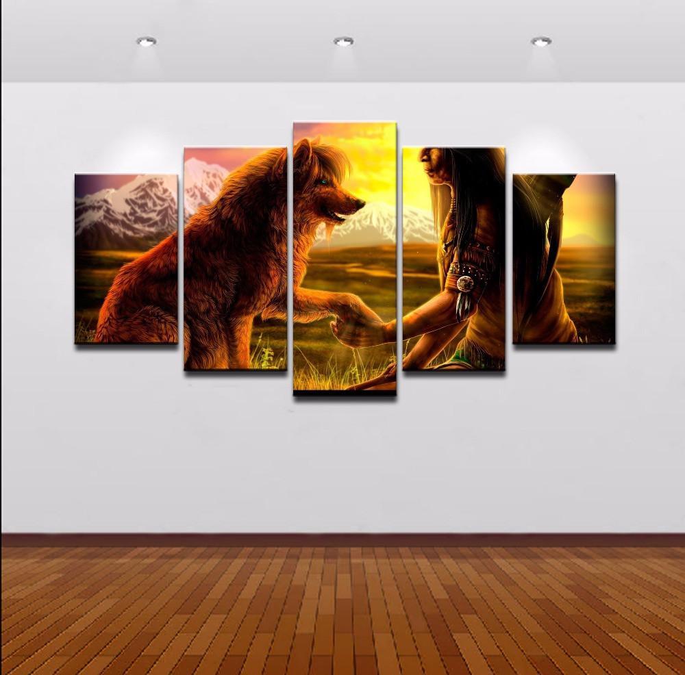New Fantasy And The Wolf – Animal Canvas Wall Art