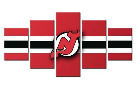 New Jersey Devils Logo Center Black – Sport Canvas Wall Art