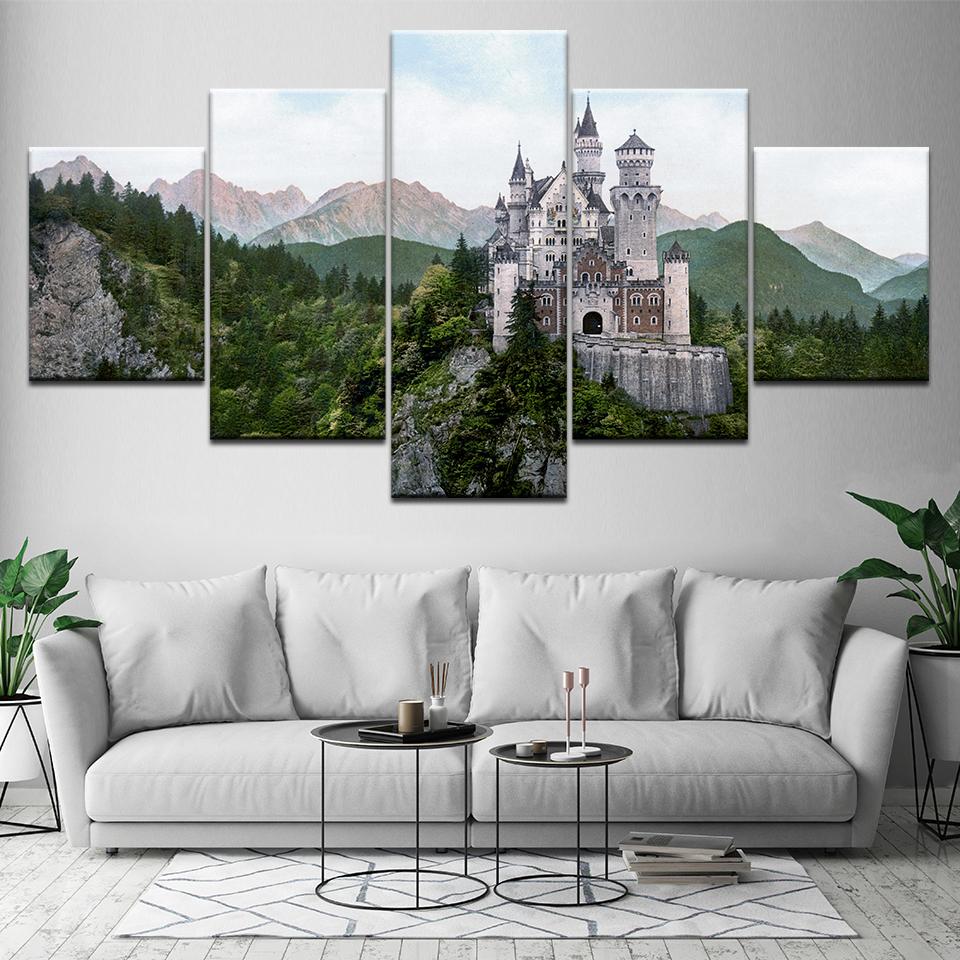 New Swan Stone Castle Building – Nature Canvas Wall Art