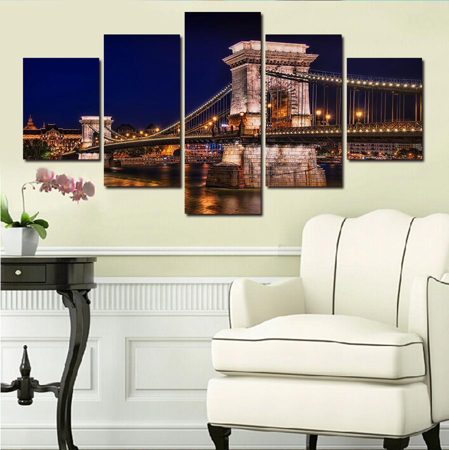 New York Bridge And Lake – Nature Canvas Wall Art