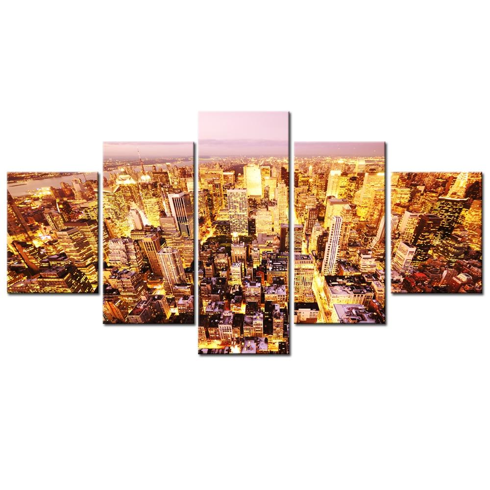 New York City Bright Lights At Night – Nature Canvas Wall Art
