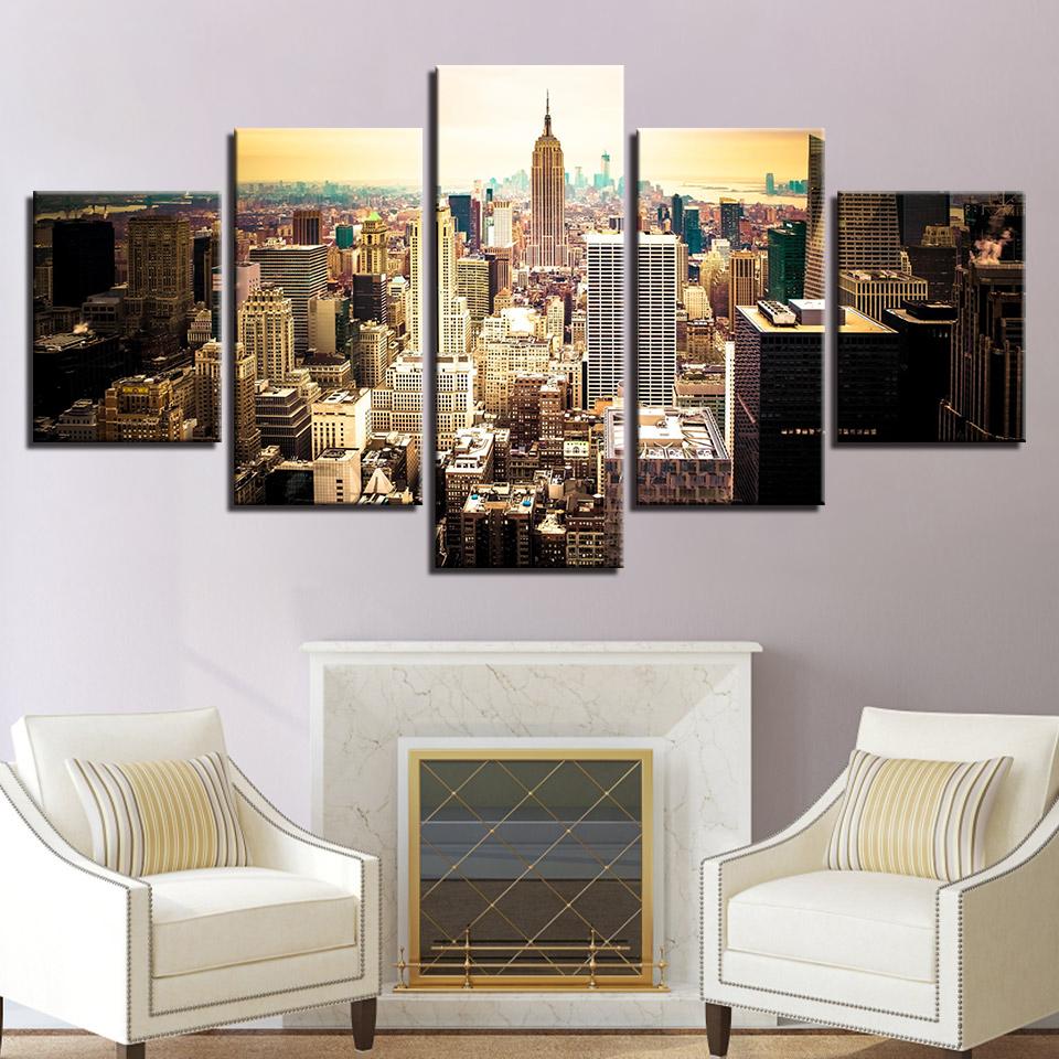 New York City Building Aerial View – Nature Canvas Wall Art