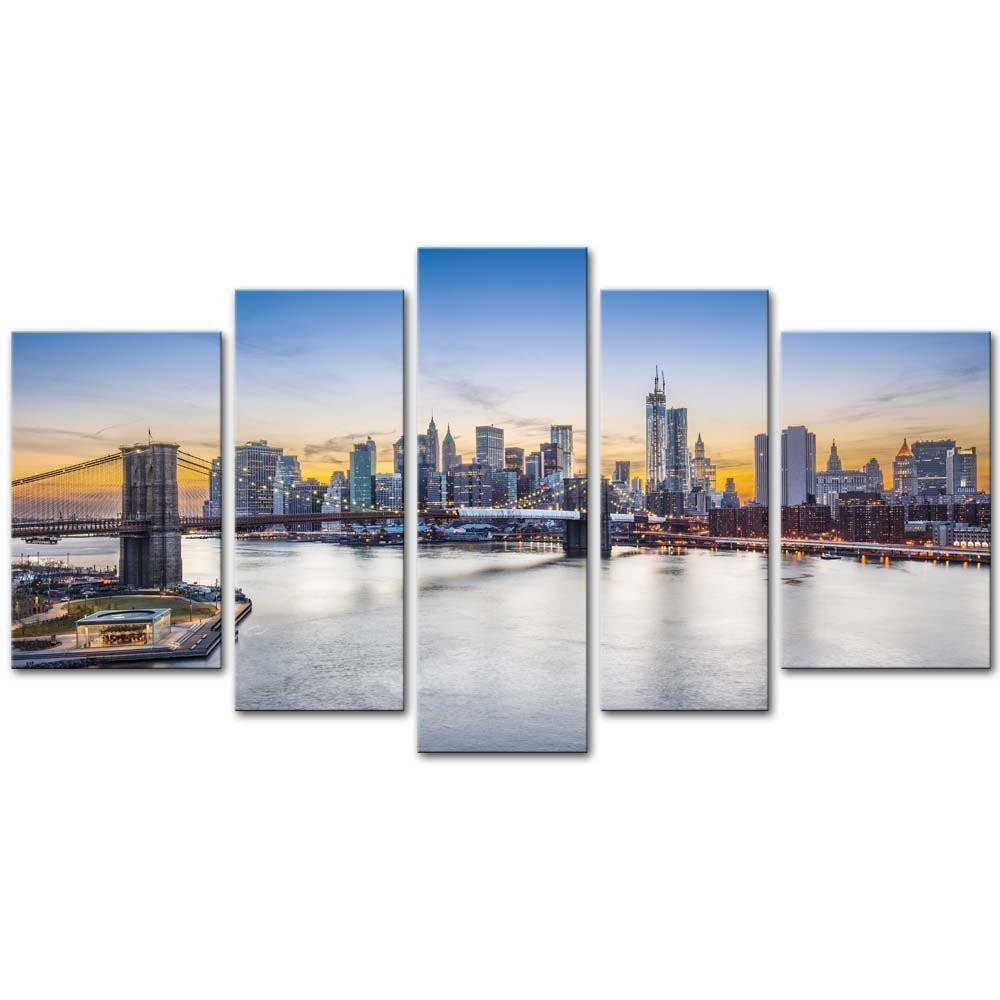 New York City Over East River Brooklyn Bridge – Nature Canvas Wall Art