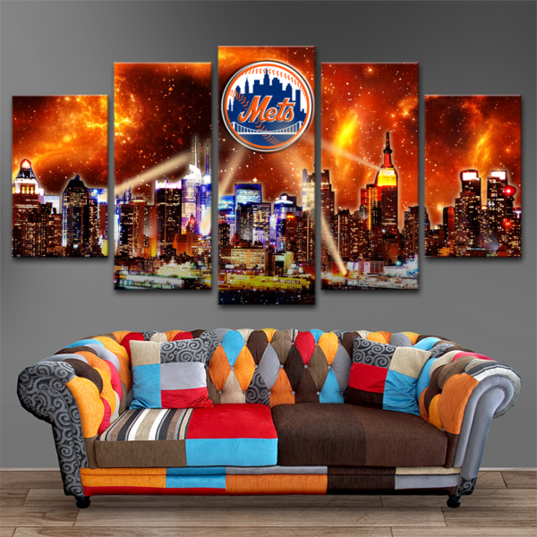 New York Mets Galaxy City Logo Baseball – Canvas Wall Art