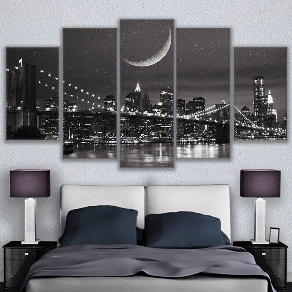 New York Night City Brooklyn Bridge – Nature Canvas Wall Art
