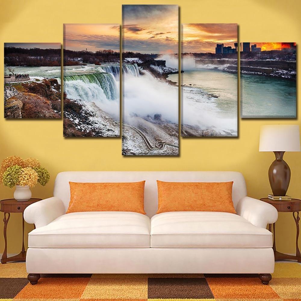 Niagara Falls In Sunset Nature – Canvas Wall Art