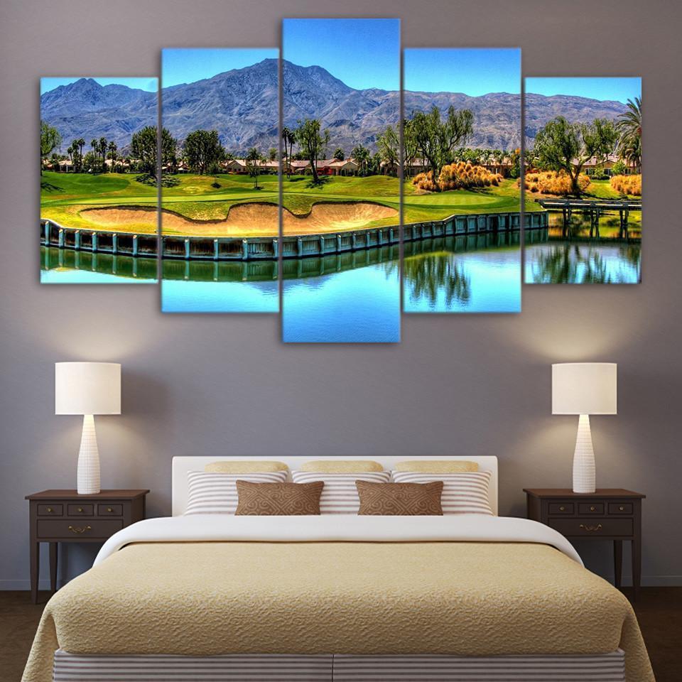 Nice Golf Course By Mountain Golf – Nature Canvas Wall Art