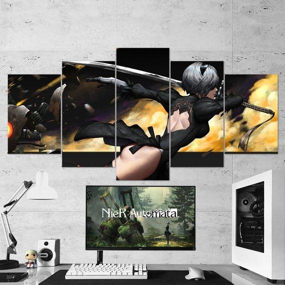 Katana 2B Nier Automata Yorha Gaming Canvas Wall Art