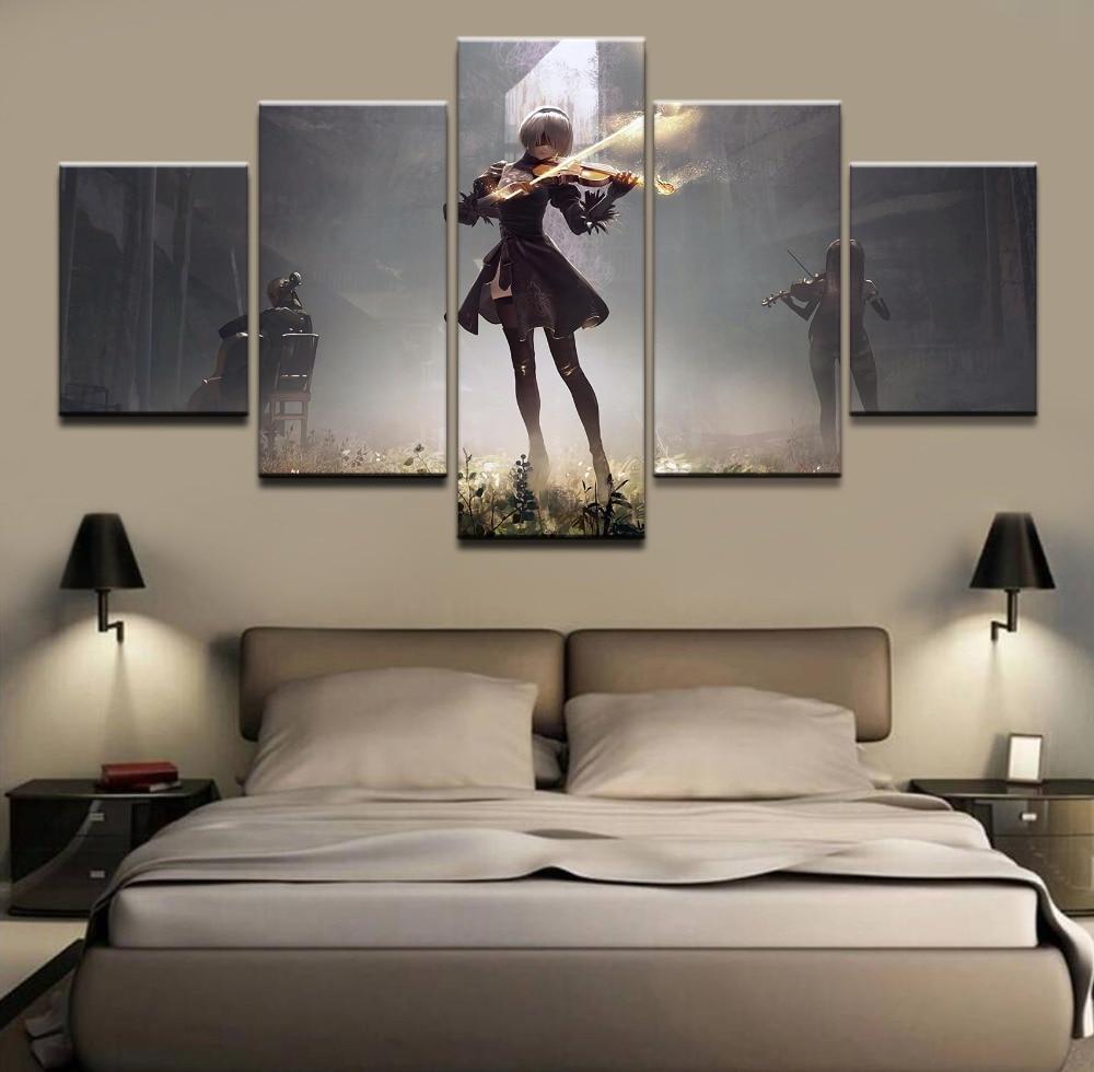 Nier Automata Yorha 2B Playing Violin Gaming – Canvas Wall Art
