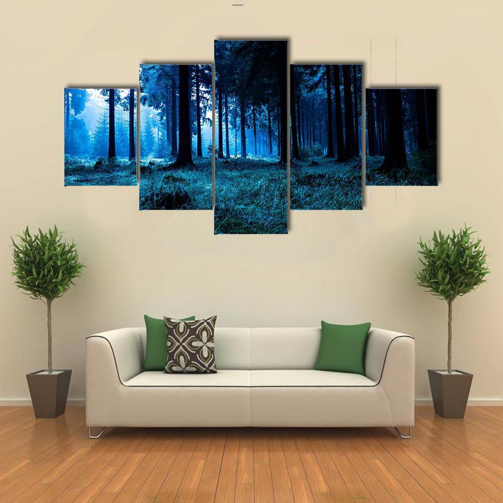 Night Scene Of Autumn Forest In Thuringia, Germany – Nature Canvas Wall Art