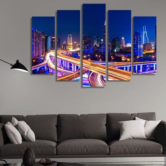 Night Shanghai China – Nature Canvas Wall Art