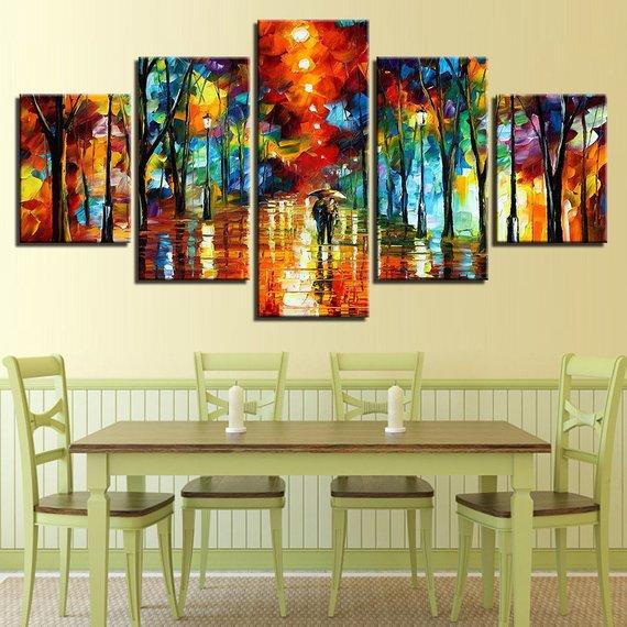 Night View Lovers Trees – Abstract Canvas Wall Art