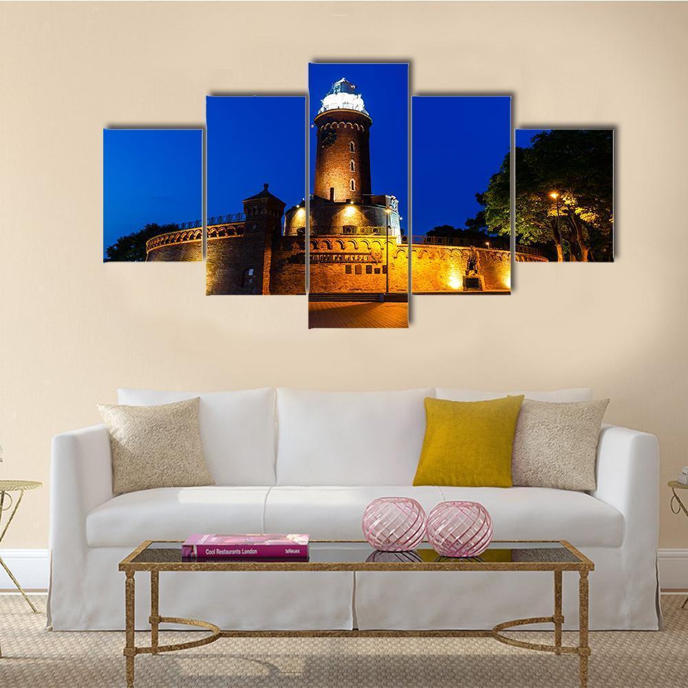 Night View Of Lighthouse In Kolobrzeg – Nature Canvas Wall Art