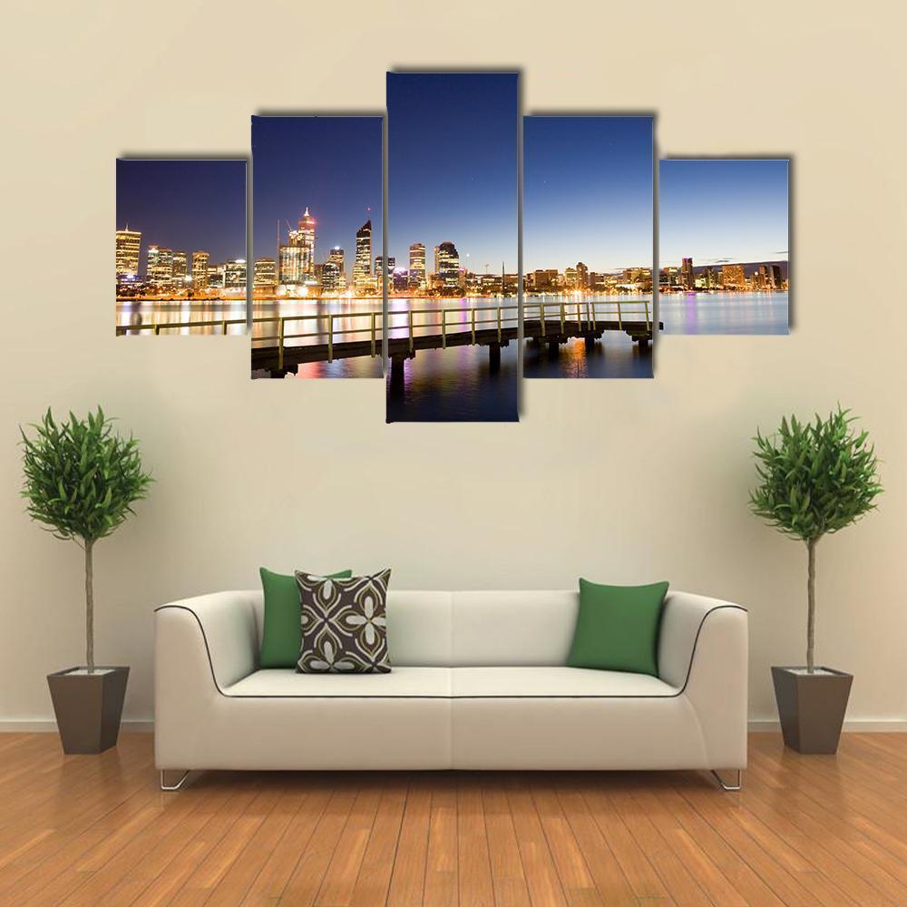 Night View Of Perth Across The River – Nature Canvas Wall Art