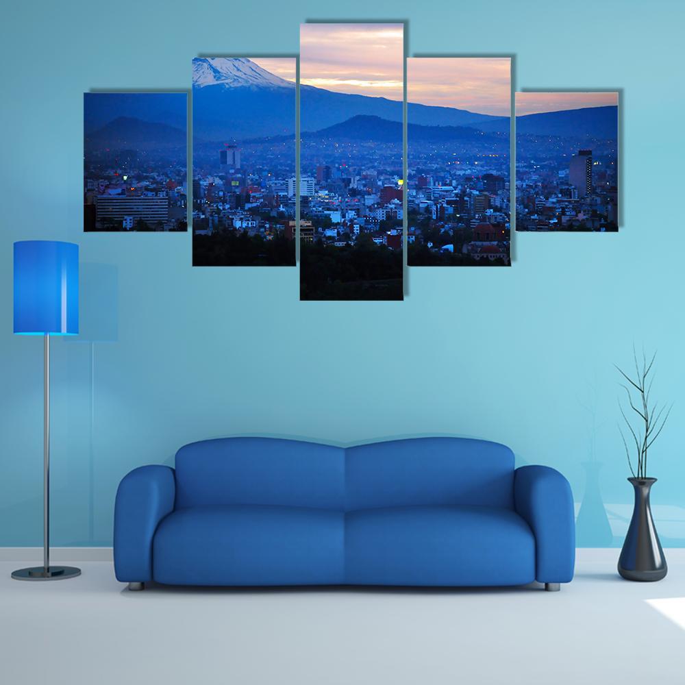 Night View Of Popocat??Petl Volcano Mountain – Nature Canvas Wall Art