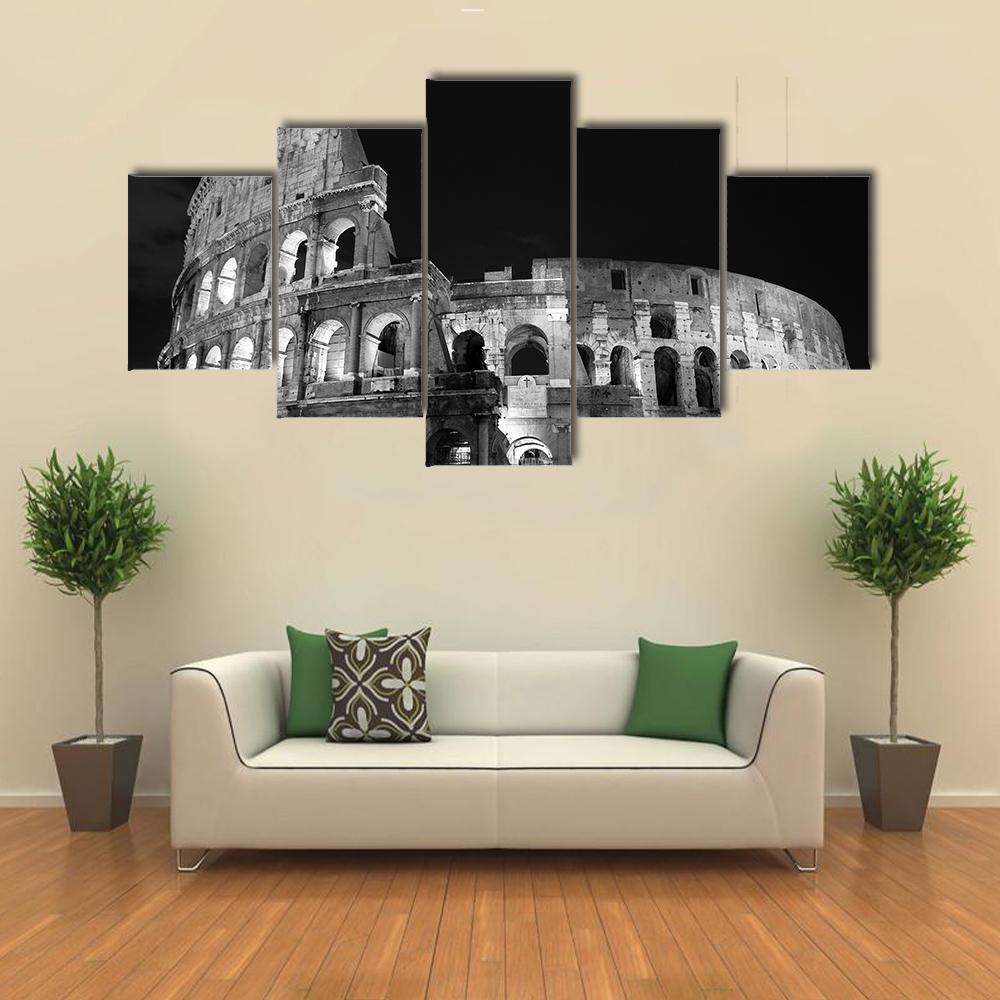 Night View Of The Colosseum In Rome – Nature Canvas Wall Art