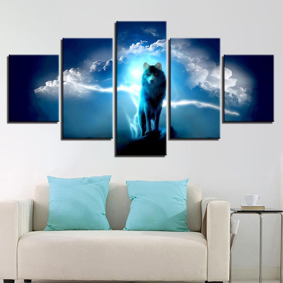 Night Wolf – Abstract Animal Canvas Wall Art
