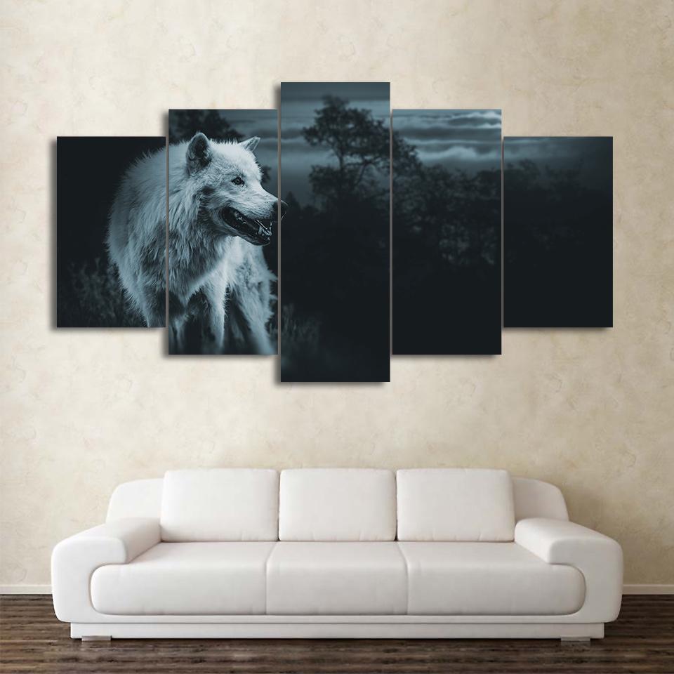 Night Wolf In Forest – Animal Canvas Wall Art