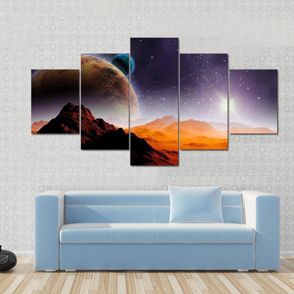 Non Habitable Planetary System In Deep Space – Nature Canvas Wall Art