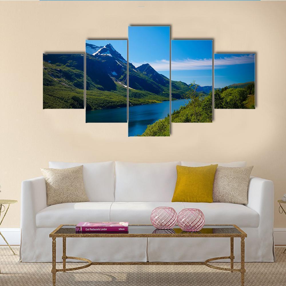Nordfjorden And Svartisen Glacier At Meloy – Nature Canvas Wall Art