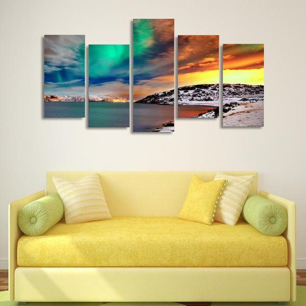 Nordic Snow Mountain Aurora – Nature Canvas Wall Art