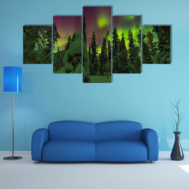 Northern Lights In Finish Lapland – Nature Canvas Wall Art