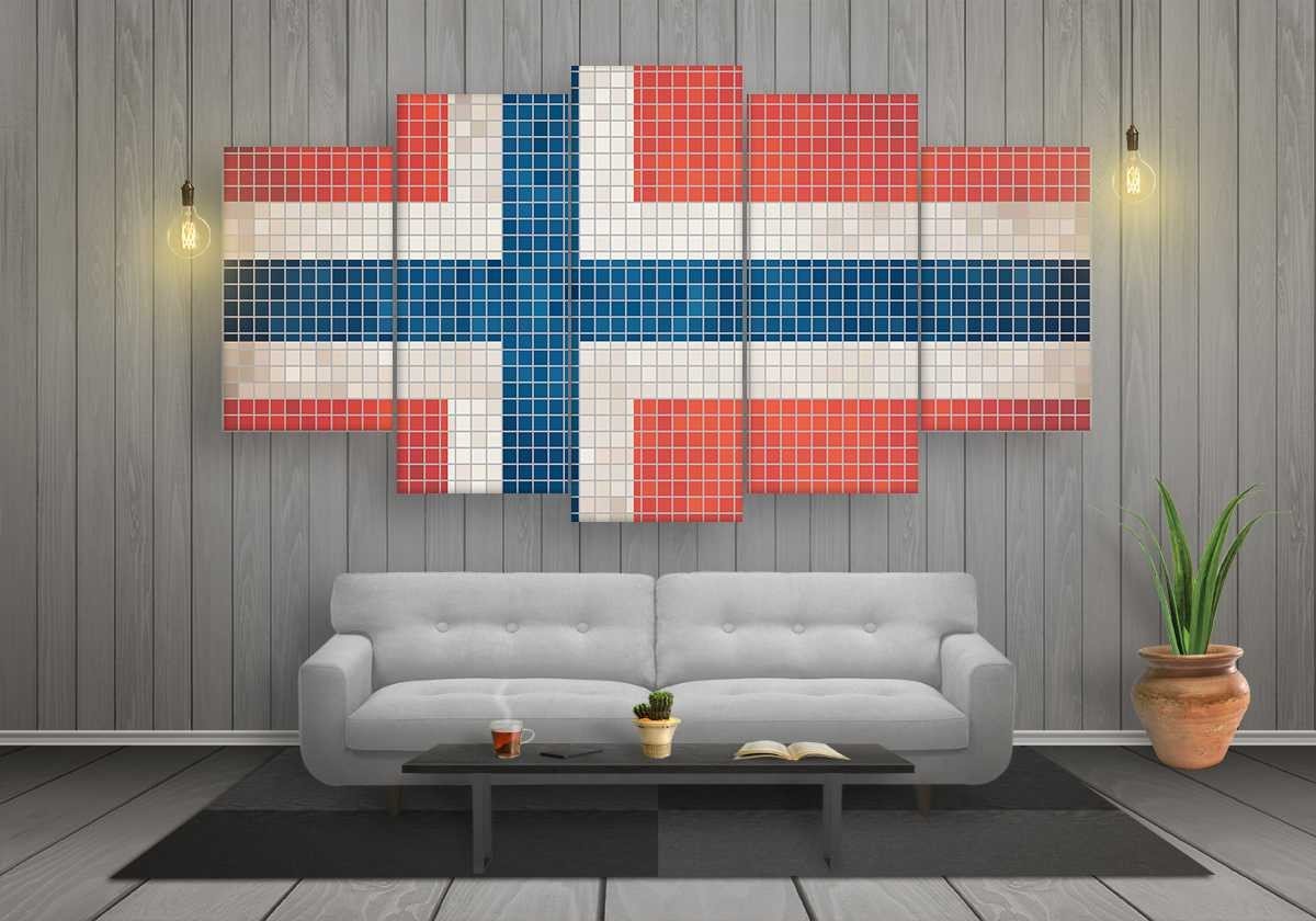 Norway Mosaics Flag – Animal Canvas Wall Art