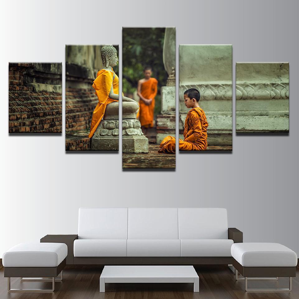 Novices Monk Vipassana Meditation Buddhism – Religion Canvas Wall Art