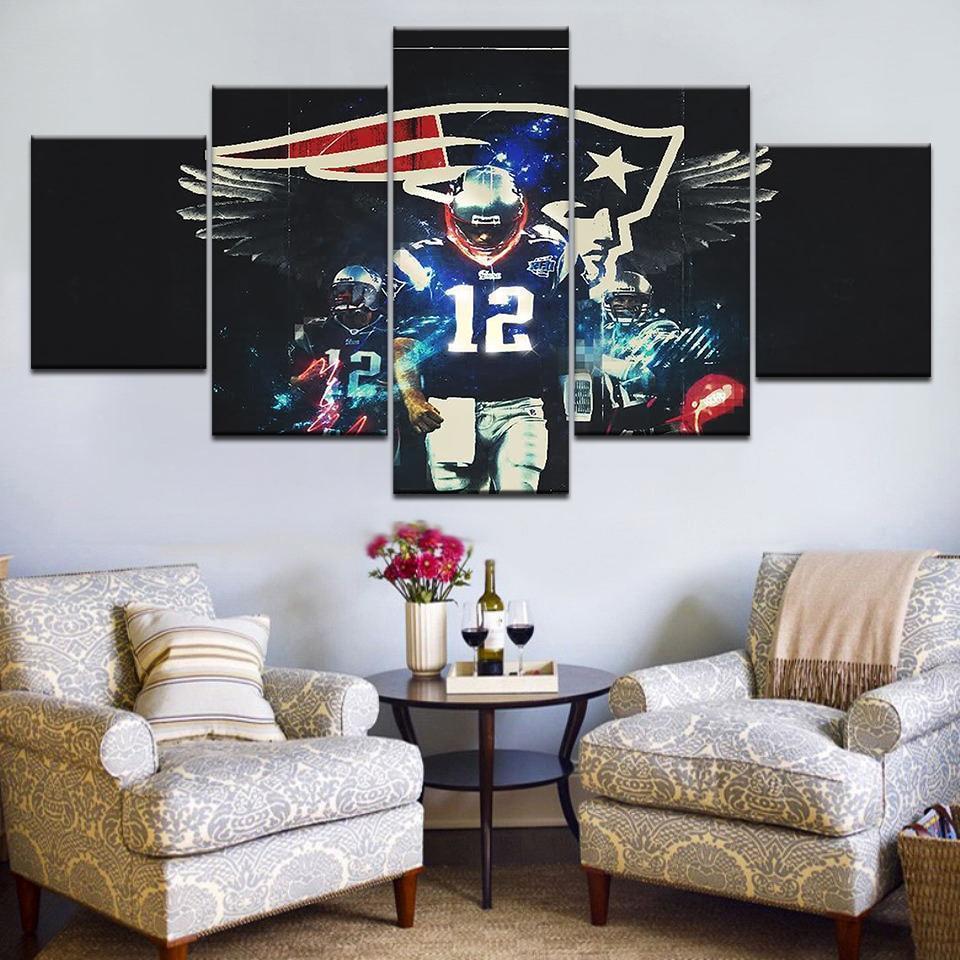 Number 12 New England Patriots Football – Canvas Wall Art