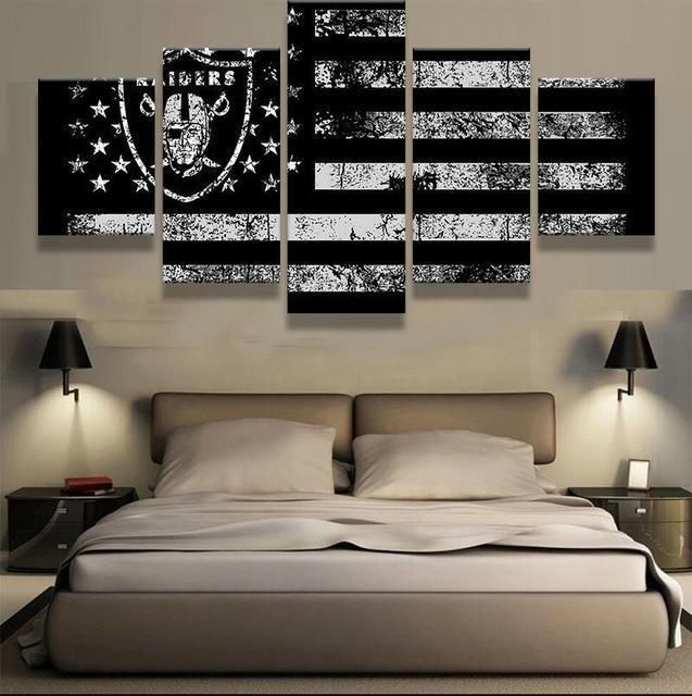 Oakland Raiders American Flag Sport – Canvas Wall Art